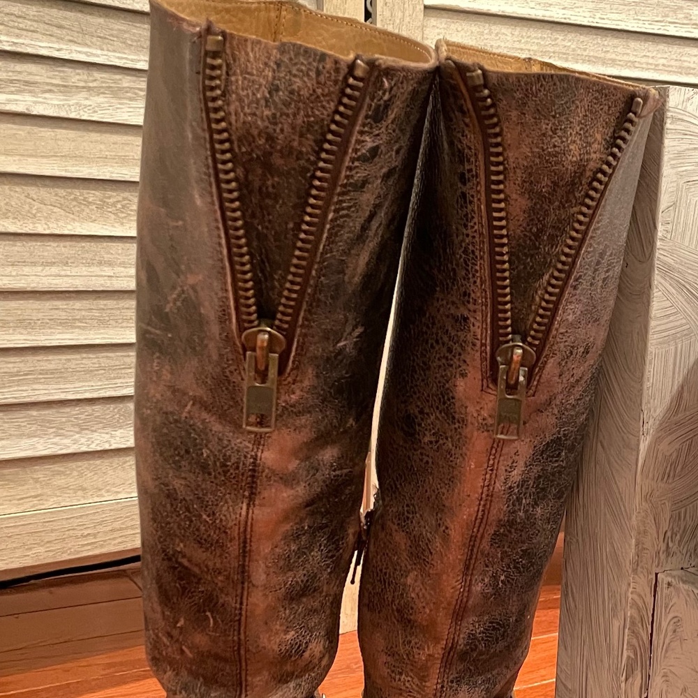 Distressed Brown Over-the-Knee Women's Boots - Picture 6 of 6
